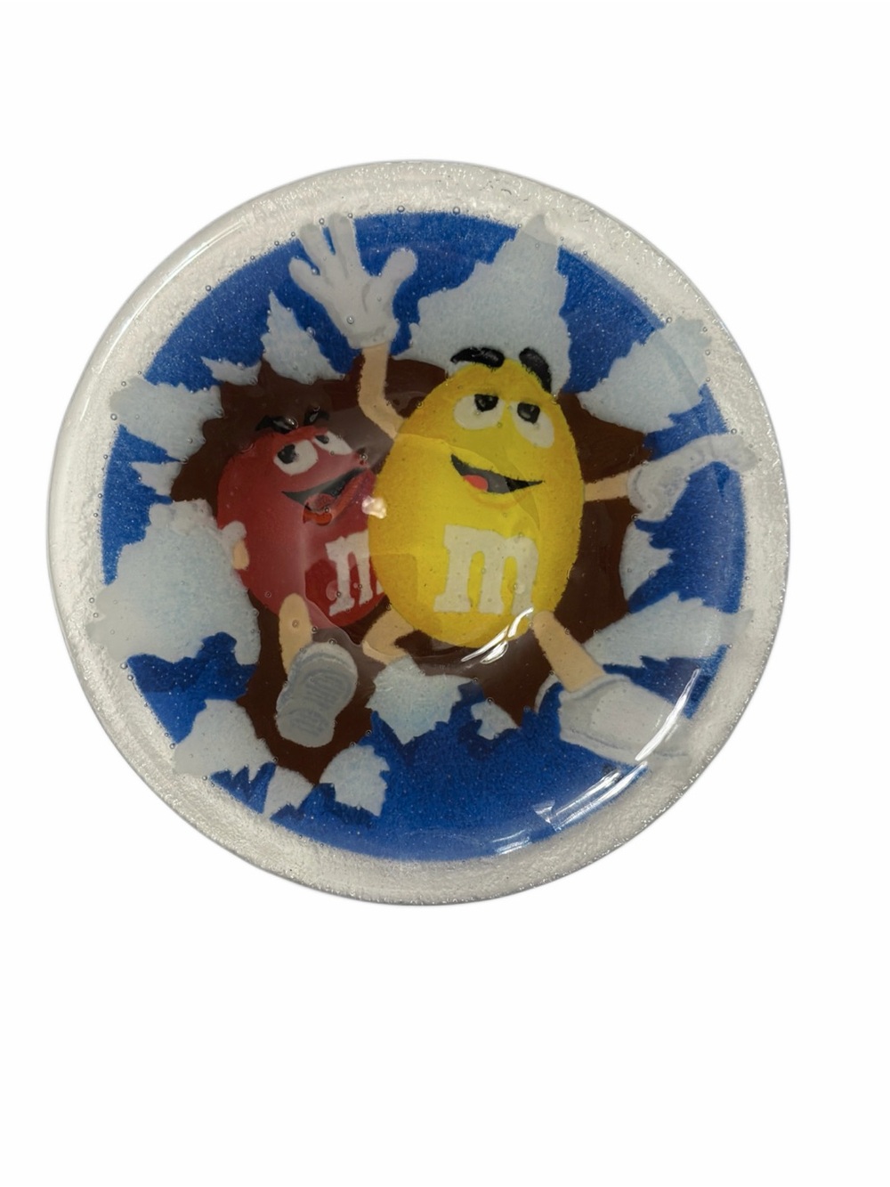 M&M'S Blue Cake Topper featuring Yellow & Red Characters